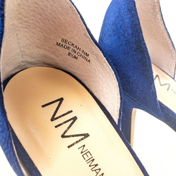 Neiman Marcus Blue Velvet Strappy Stiletto Sandals Heels Sz 8.5M - Picture 6 of 10